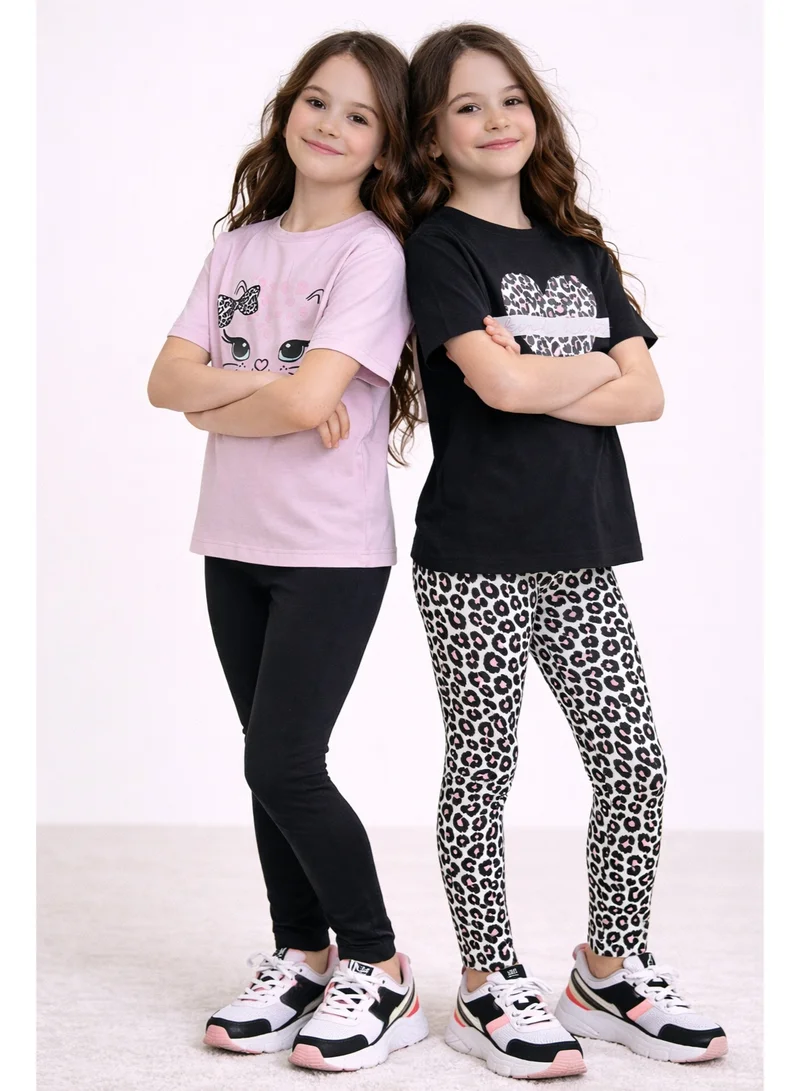 فكتور اند جين Girls’ Multipack (2 Pack) – Graphic T-Shirts & Leggings Set (Basic Fit)